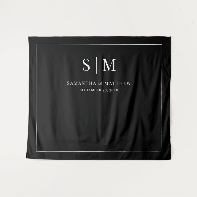Simple Plain Black Background Wedding Backdrop Tapestry (Front (Horizontal))
