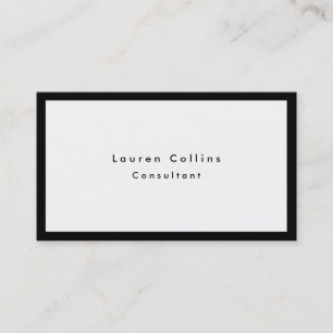 Simple Plain Black Border White Minimalist Modern Business Card