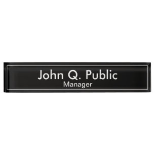 Simple Plain Black Desk Nameplate
