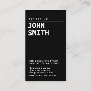 Simple Plain Black Detective Business Card