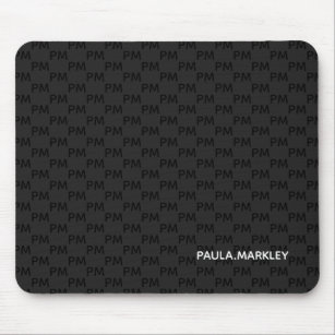 Simple Plain Black Gray Modern Monogram Pattern Mouse Mat