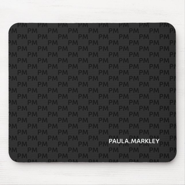 Simple Plain Black Gray Modern Monogram Pattern Mouse Mat (Front)