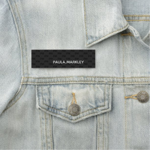 Simple Plain Black Grey Modern Monogram Pattern Name Tag