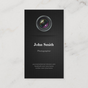Simple Plain Black - Photographer Cinematographer Business Card