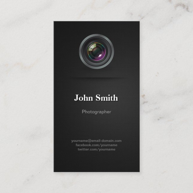 Simple Plain Black - Photographer Cinematographer Business Card (Front)