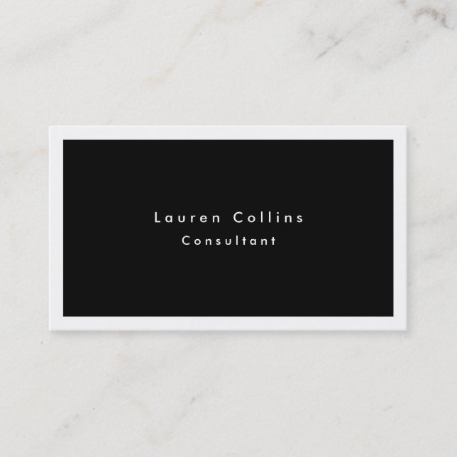 Simple Plain Black White Border Minimalist Modern Business Card (Front)