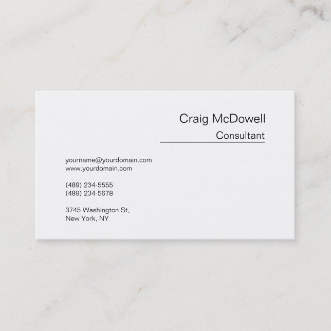 Simple Plain Black White Business Card (Front)