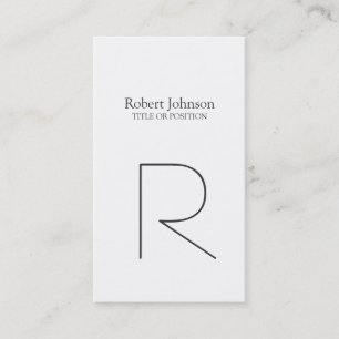 Simple Plain Black & White Monogram Business Card