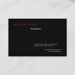 Simple Plain Black White Red Minimalist Modern Business Card