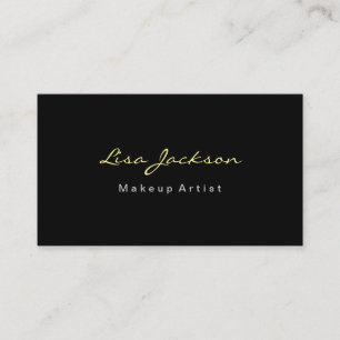 Simple Plain Black Yellow Stylist Makeup Artist Business Card