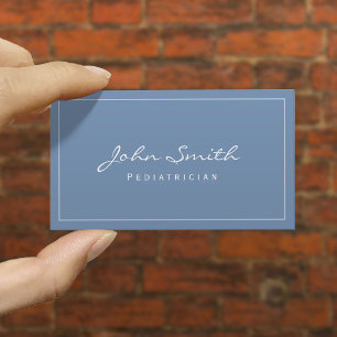 Simple Plain Blue Paediatrician Business Card
