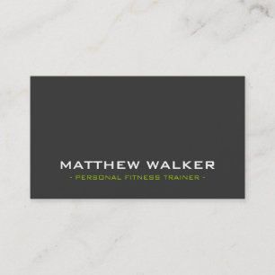 SIMPLE plain bold modern charcoal grey lime green Business Card