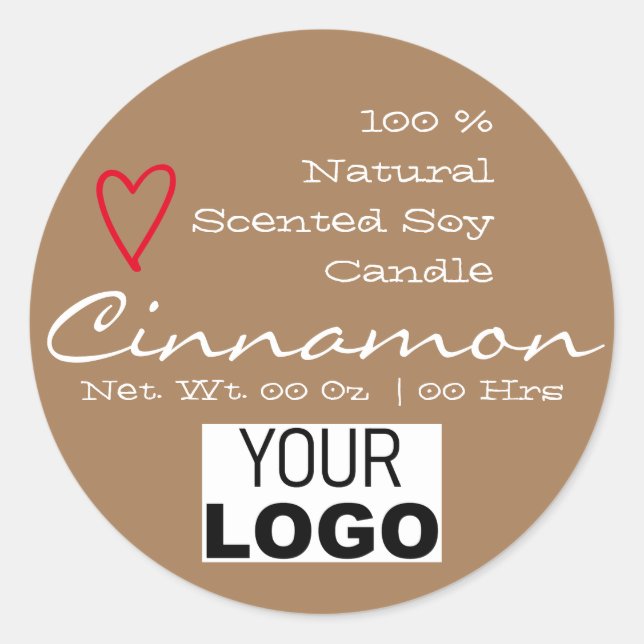 Simple Plain Brown Minimalist Heart Logo Labels (Front)