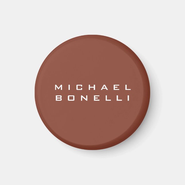 Simple Plain Brown Minimalist Modern Your Name Magnet (Front)