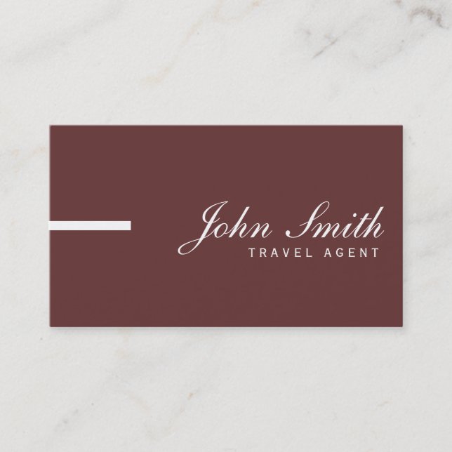 Simple Plain Brown Travel Agent Business Card (Front)