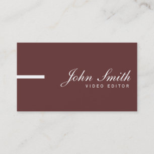 Simple Plain Brown Video Editor Business Card