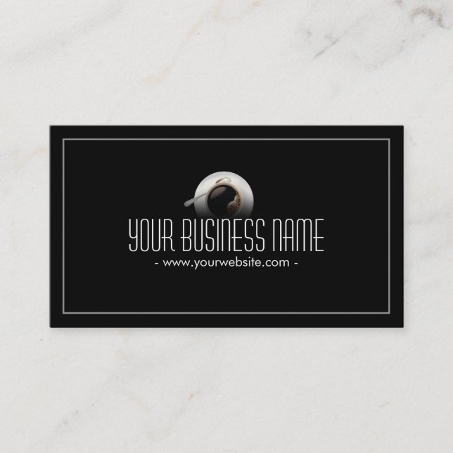 Simple Plain Coffee Break Dark Cafe Business Card (Front)