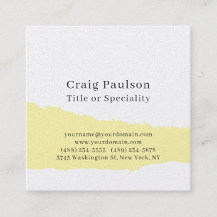Simple Plain Cream Black White Minimalist Modern Square Business Card
