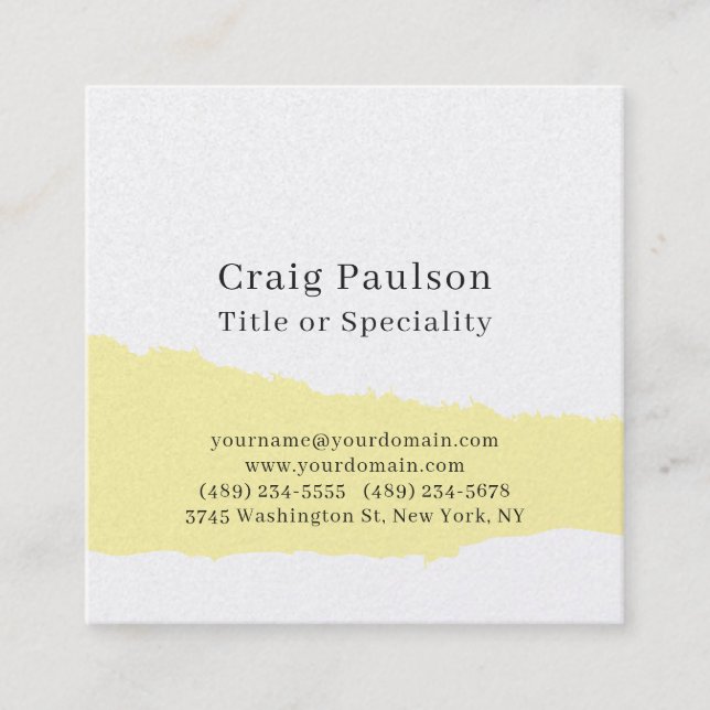 Simple Plain Cream Black White Minimalist Modern Square Business Card (Front)