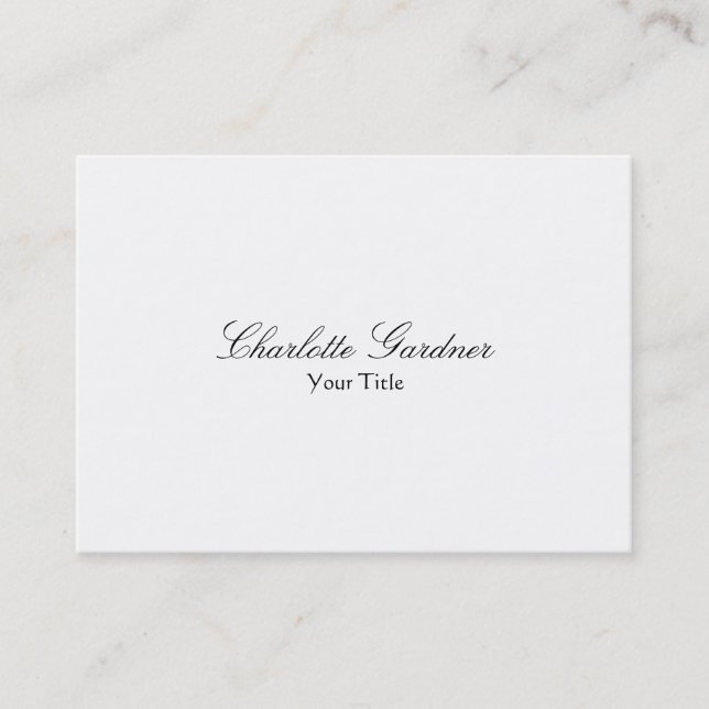 Simple plain creative stylish unique modern white business card (Front)