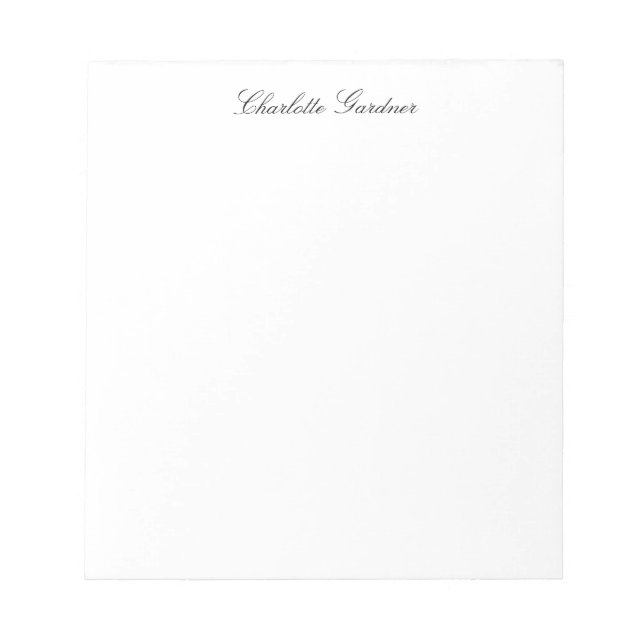 Simple plain creative stylish unique modern white notepad (Front)