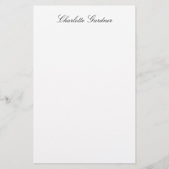 Simple plain creative stylish unique modern white stationery (Front)