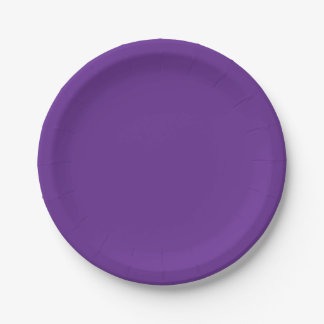 SIMPLE PLAIN CUSTOM NAME WEDDING BIRTHDAY PURPLE PAPER PLATE