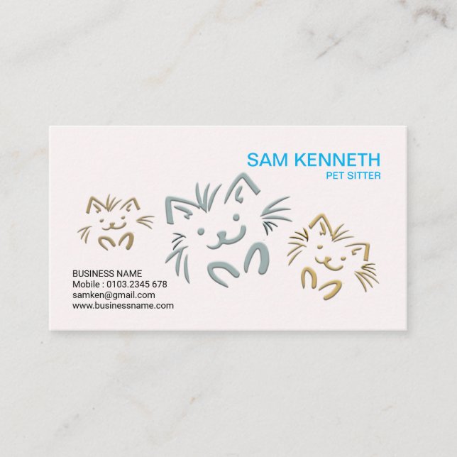 Simple Plain Cute Doggies Pet Sitter Business Card (Front)