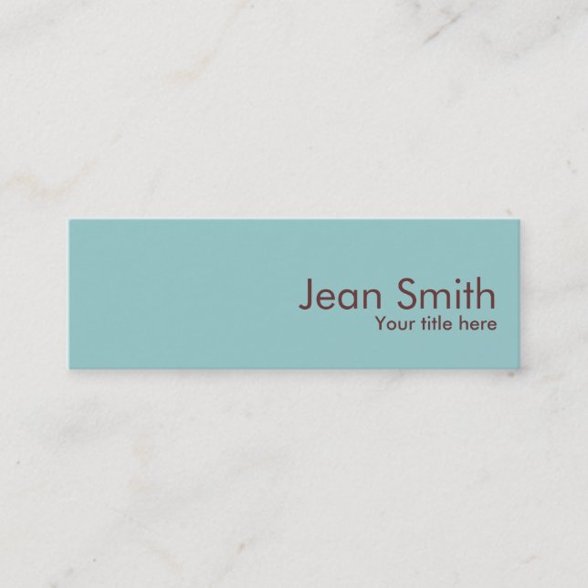 Simple Plain Cyan Green Mini Business Card (Front)