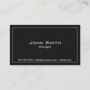 Simple Plain Dark Mixologist Business Card