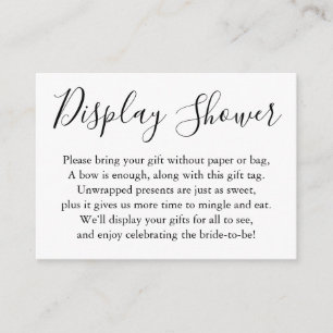 Simple Plain Display Bridal Shower Black & White Enclosure Card