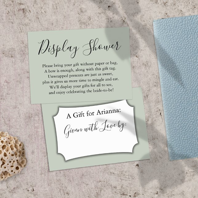 Simple Plain Display Bridal Shower Sage Green Enclosure Card (Creator Uploaded)