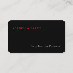 Simple Plain Elegant Black Red Minimalist Business Card
