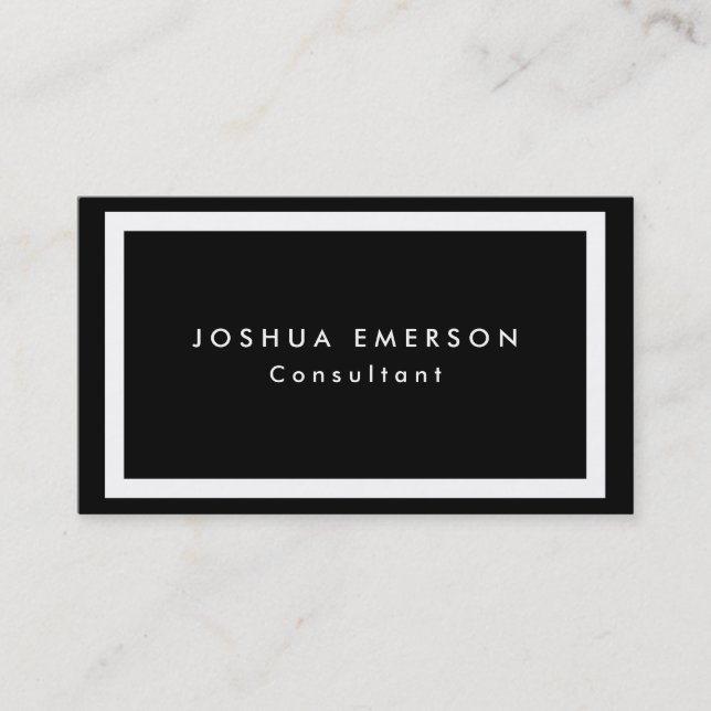 Simple Plain Elegant Black White Borders Modern Business Card (Front)