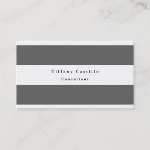 Simple Plain Elegant Grey White Striped Minimalist Business Card