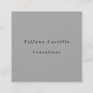 Simple Plain Elegant Minimalist Modern Grey Square Business Card