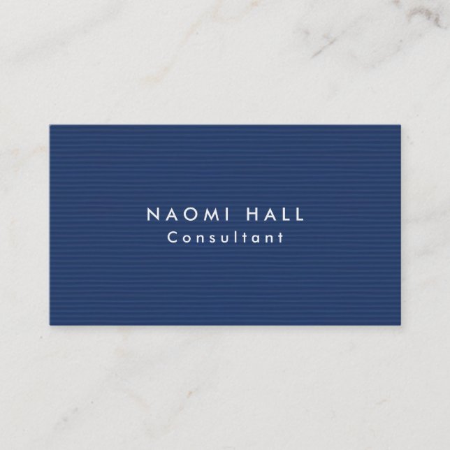 Simple Plain Elegant Modern Blue Minimalist Business Card (Front)
