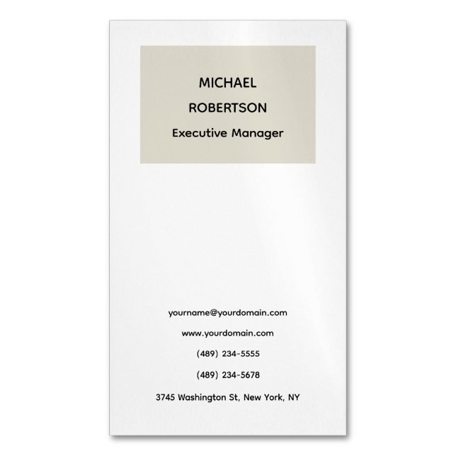 Simple Plain Elegant Modern Minimalist Magnetic Business Card (Front Vertical)