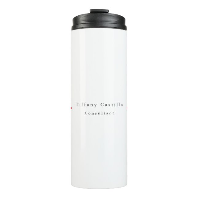 Simple Plain Elegant Red White Minimalist Modern Thermal Tumbler (Front)