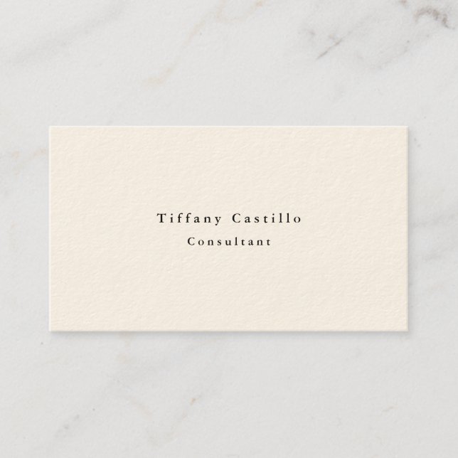 Simple Plain Elegant Signature Cream Modern Business Card (Front)