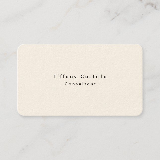 Simple Plain Elegant Signature Cream Modern Business Card (Front)