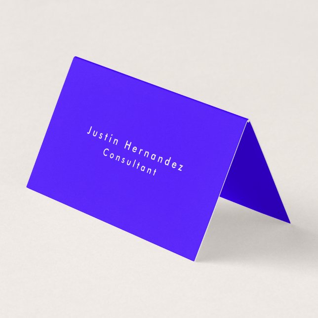Simple Plain Elegant Ultramarine Blue Minimalist Business Card (Front)