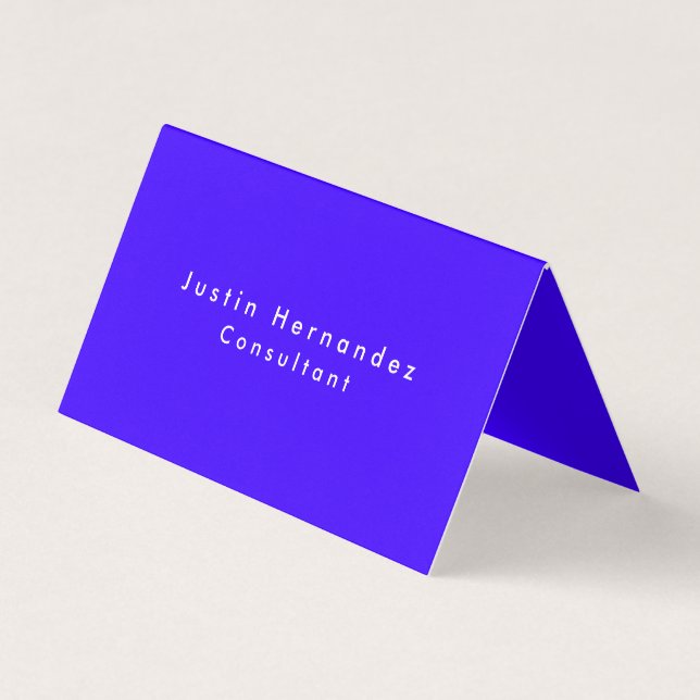 Simple Plain Elegant Ultramarine Blue Minimalist Business Card (Front)