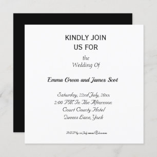 Simple Plain Elegant Wedding Invitation Square