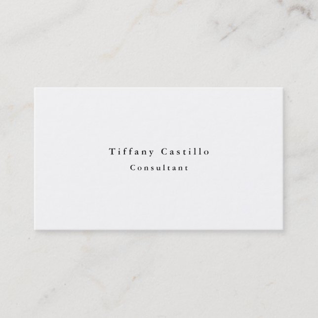 Simple Plain Elegant White Minimalist Modern Business Card (Front)