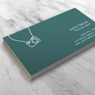 Simple Plain Green Photographer Business Card