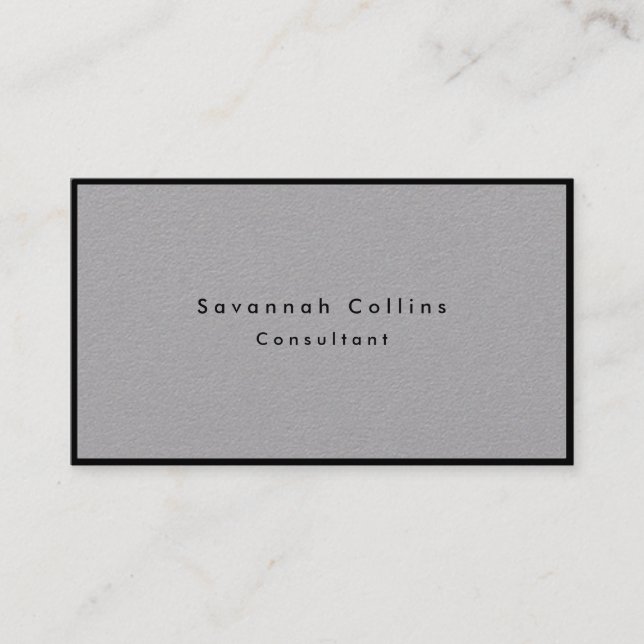 Simple Plain Grey Black Border Minimalist Modern Business Card (Front)