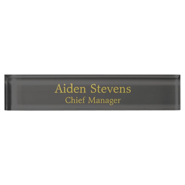 Simple Plain Grey Gold Colour Minimalist Nameplate (Front)