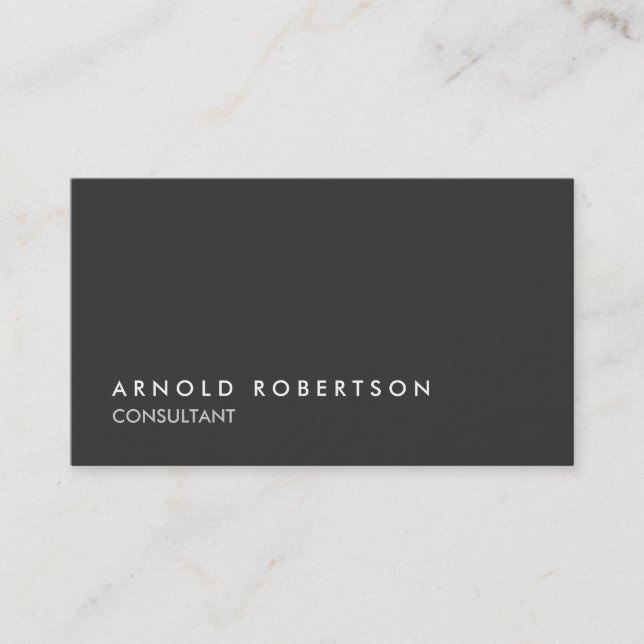 Simple Plain Grey Professional Business Card (Front)