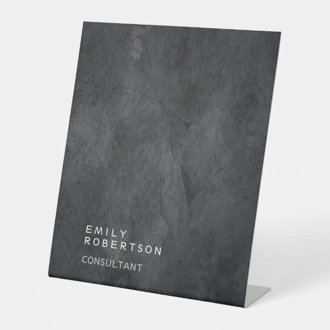 Simple Plain Grey Trendy Modern Minimalist Pedestal Sign (Front)